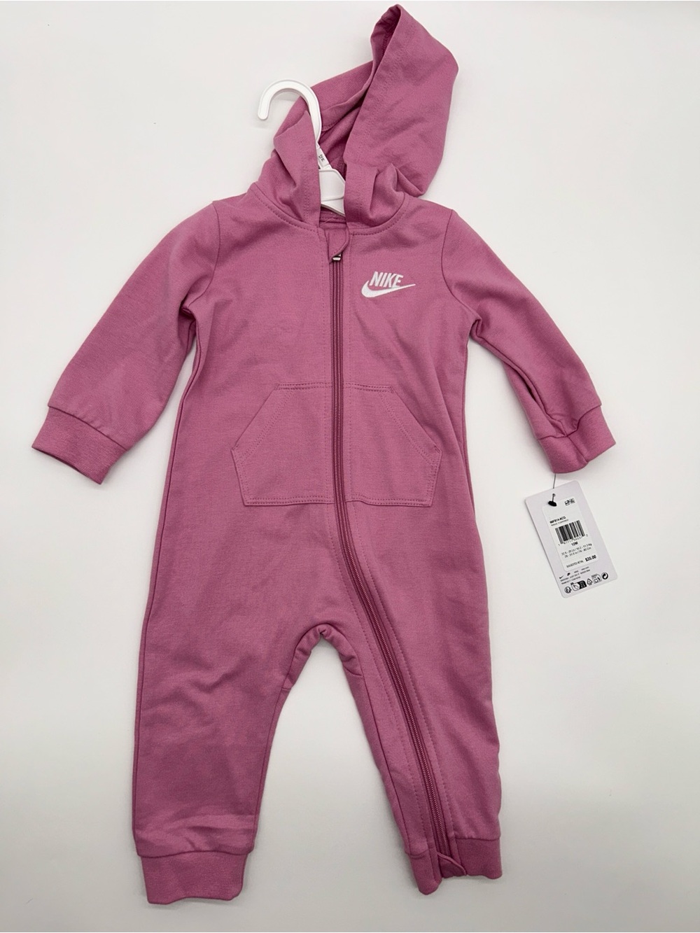 Nike Girls 12M Hooded One-Piece in Mauve Pink